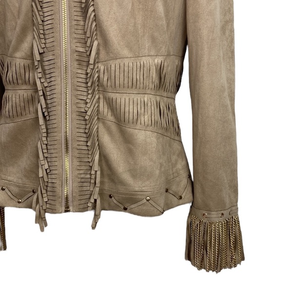 Cache Tan Faux Suede Fringed Jacket - Picture 5 of 15